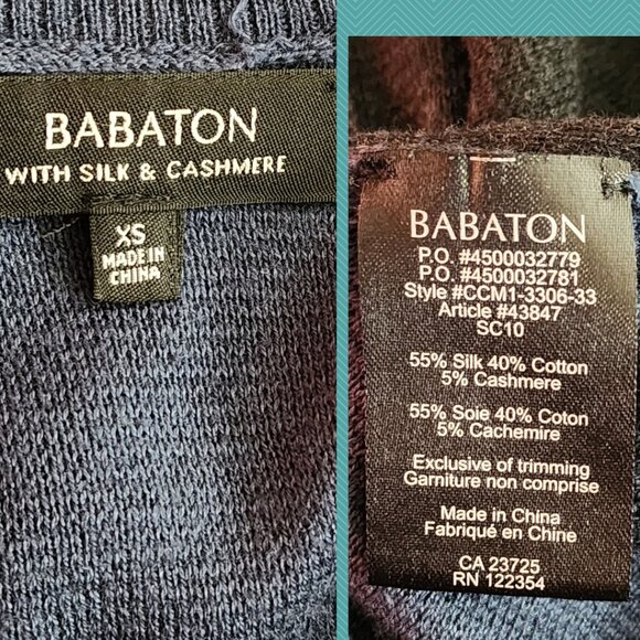 Babaton Blue Black Silk Cashmere Knit Scoop Back Top - Picture 3 of 3